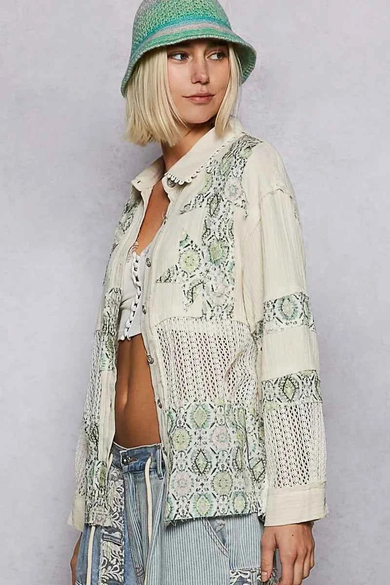 Printed Crochet Patchwork Button-Up Shirt e5ed6841-24e4-48ee-8b41-ea8d8454cd2d-Max-Origin