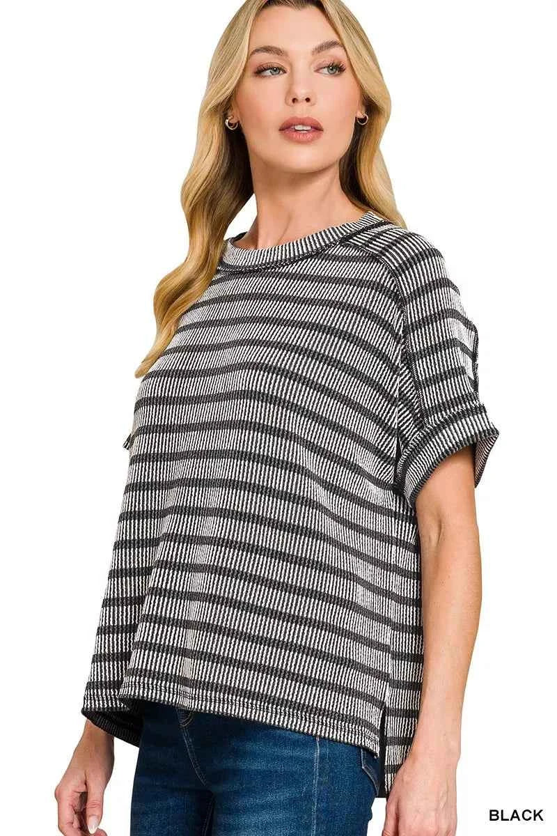 Zenana Raised Rib Striped Exposed Seam Top e5f4d60662d044d6833cdcbf891ac539-Max-Origin