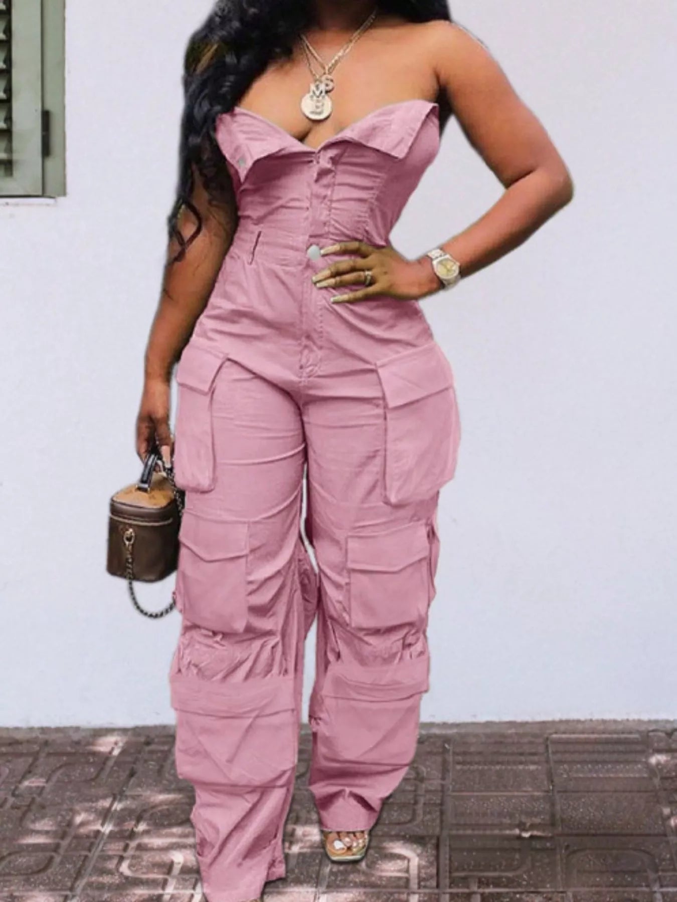 Tube Snap Down Cargo Jumpsuit Pink e5f6fbc1-2c81-4eb4-838b-b5fe8bc50030-Max-Origin