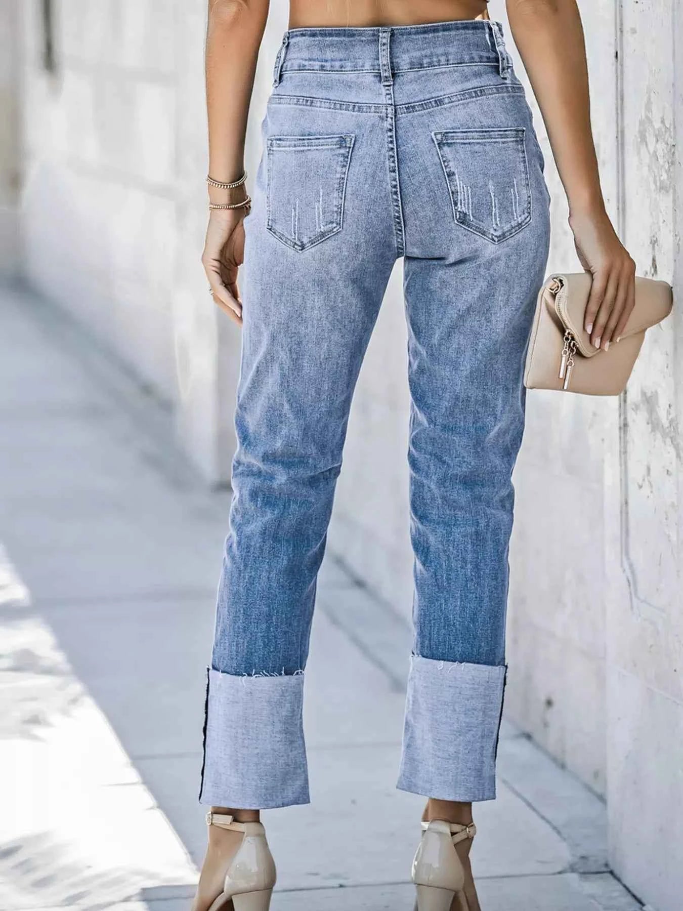 High Waist Distressed Straight Leg Jeans e5ff1e2f261e4743b515437907daf256-Max-Origin