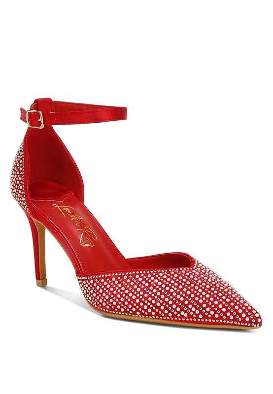 Wanda Pearls & Sequins Embellished Sandals Red e6009f7d-7a96-422d-bf18-ef44a11e6593