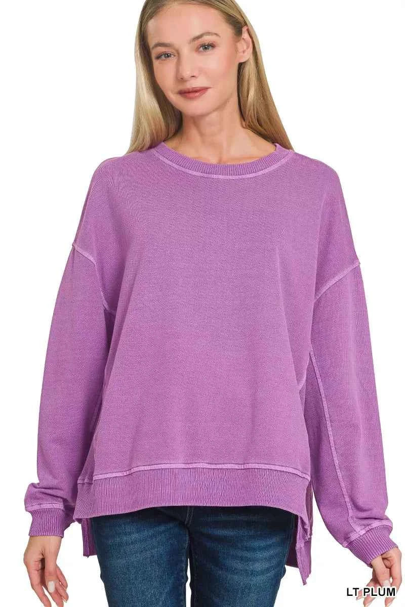 Zenana Full Size French Terry Pigment Dye & Enzyme Washing Pullover Plus Size LT PLUM e601ccb454ba4246893d62fa96bafd2a-Max-Origin