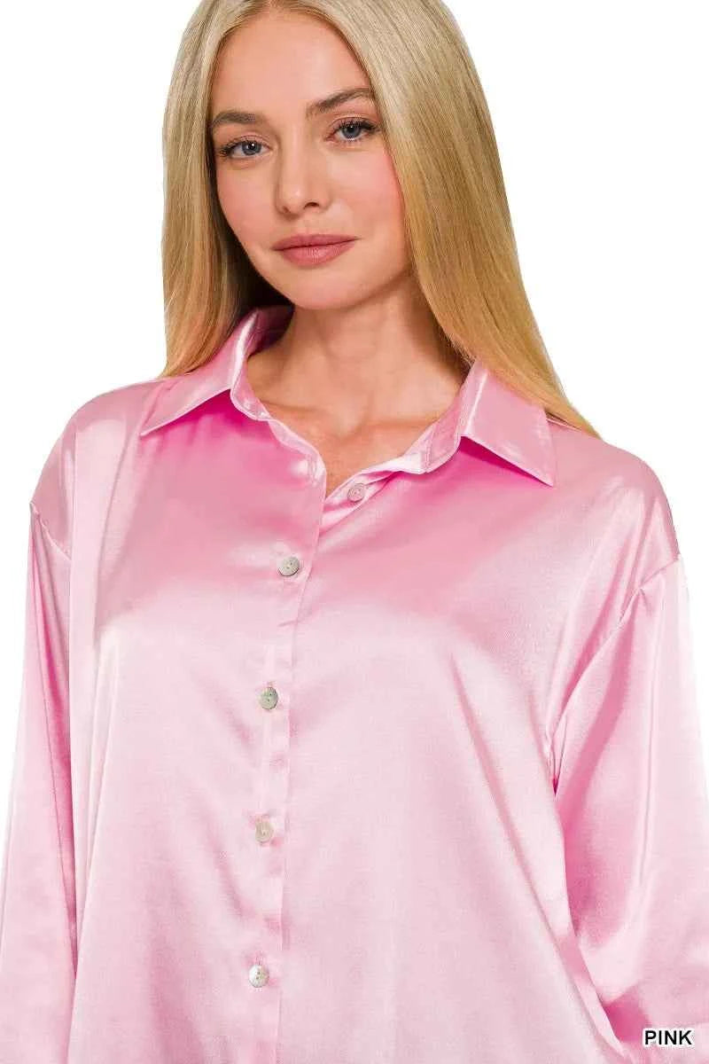 Zenana Satin Button Down Long Sleeve Shirt e60a68a941a64686b8da1af80d61adf6-Max-Origin