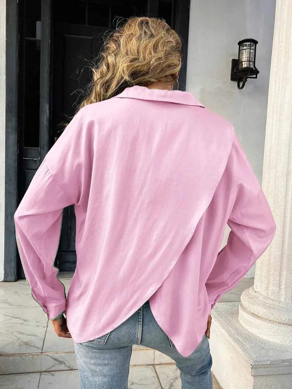 Button Down Collared Neck Long Sleeve Shirt e61f7dc9-4e88-4ccf-8a10-b482d5bdb51e-Max