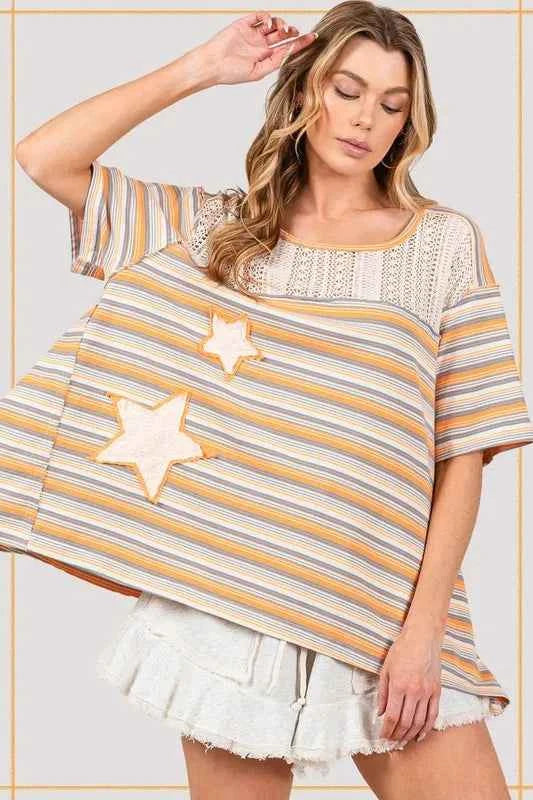 SAGE+FIG Accent Striped with Star Applique T-Shirt e6256ba06c0441d8a52e1c31fabcf5c3-Max-Origin