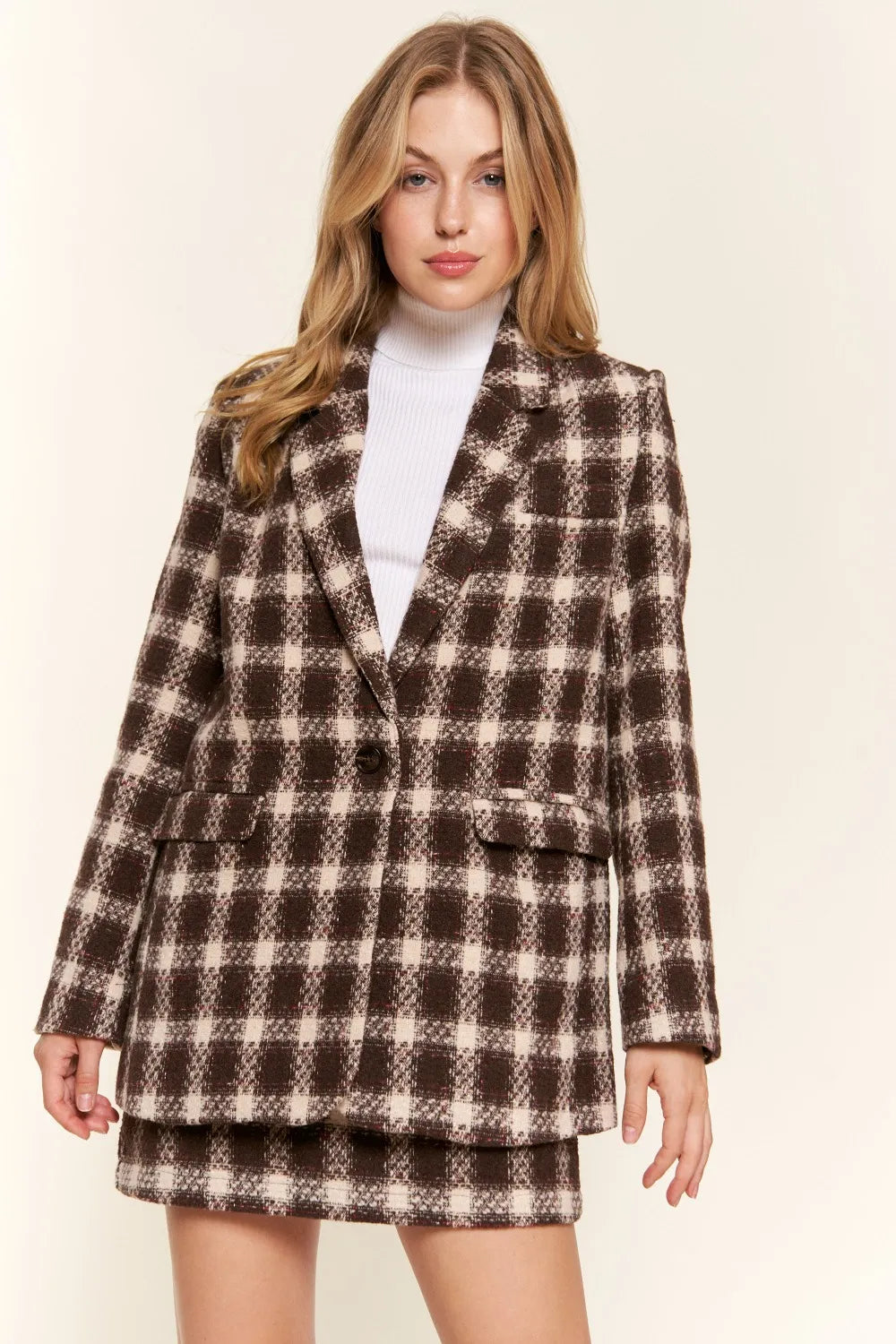 And The Why Full Size Plaid Brushed One Button Blazer e62b3d51-b4da-4069-b6ac-e5ef50e27cca-Max