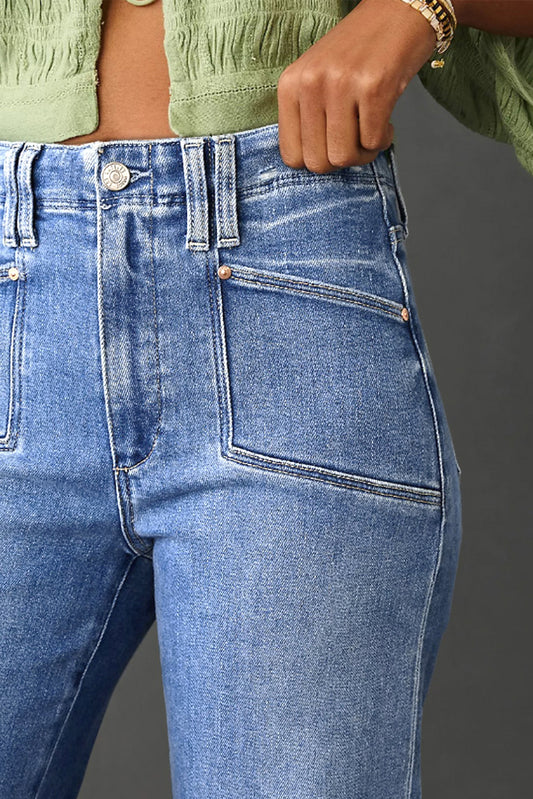 Dusk Blue Loose Straight Leg Cropped High Waist Jeans e63266d1a32a006c