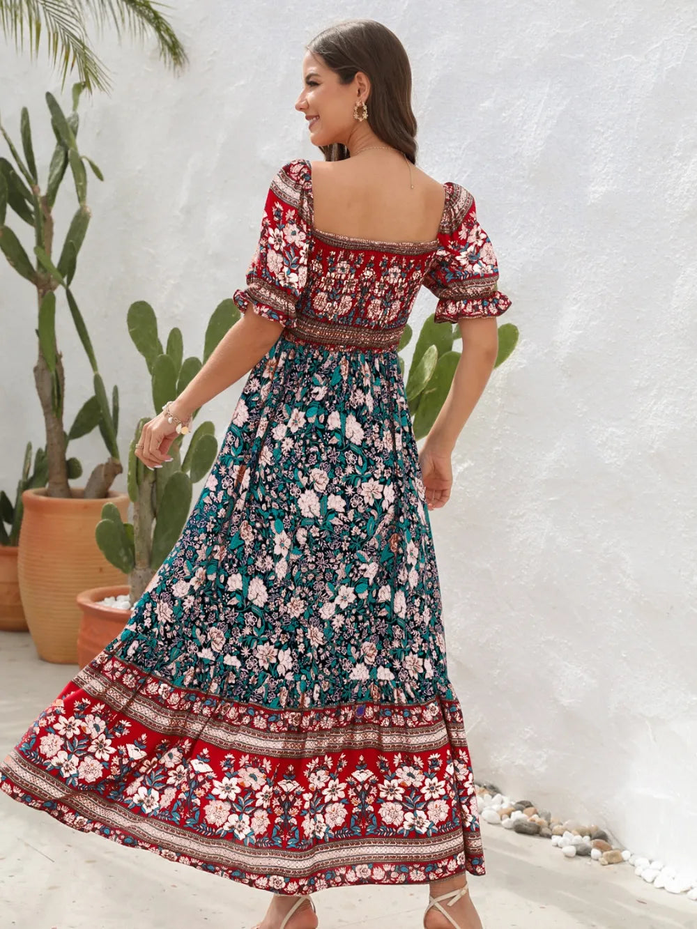 Floral Flounce Sleeve Midi Dress e6374d2b-ac65-4715-83fc-6c6924831bdc-Max