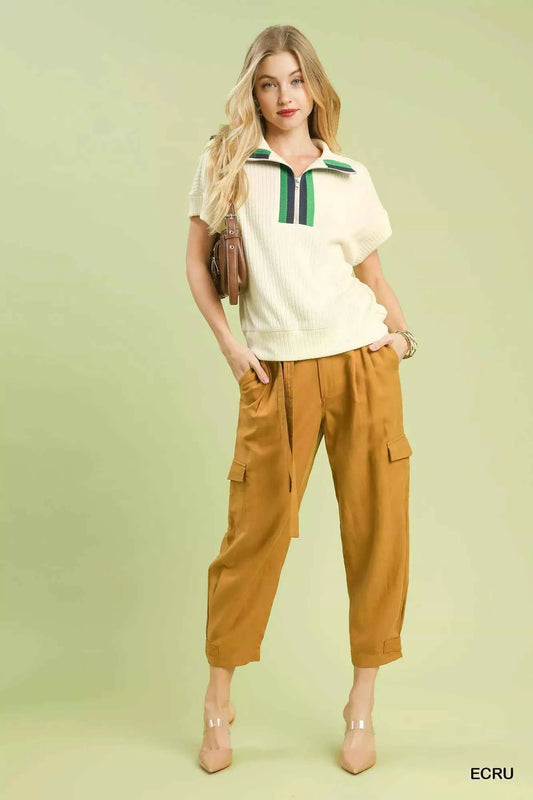 Textured Striped Zip Collar Knit Top e6512c92-09cf-4073-a84c-518ecd5c70b4-Max-Origin