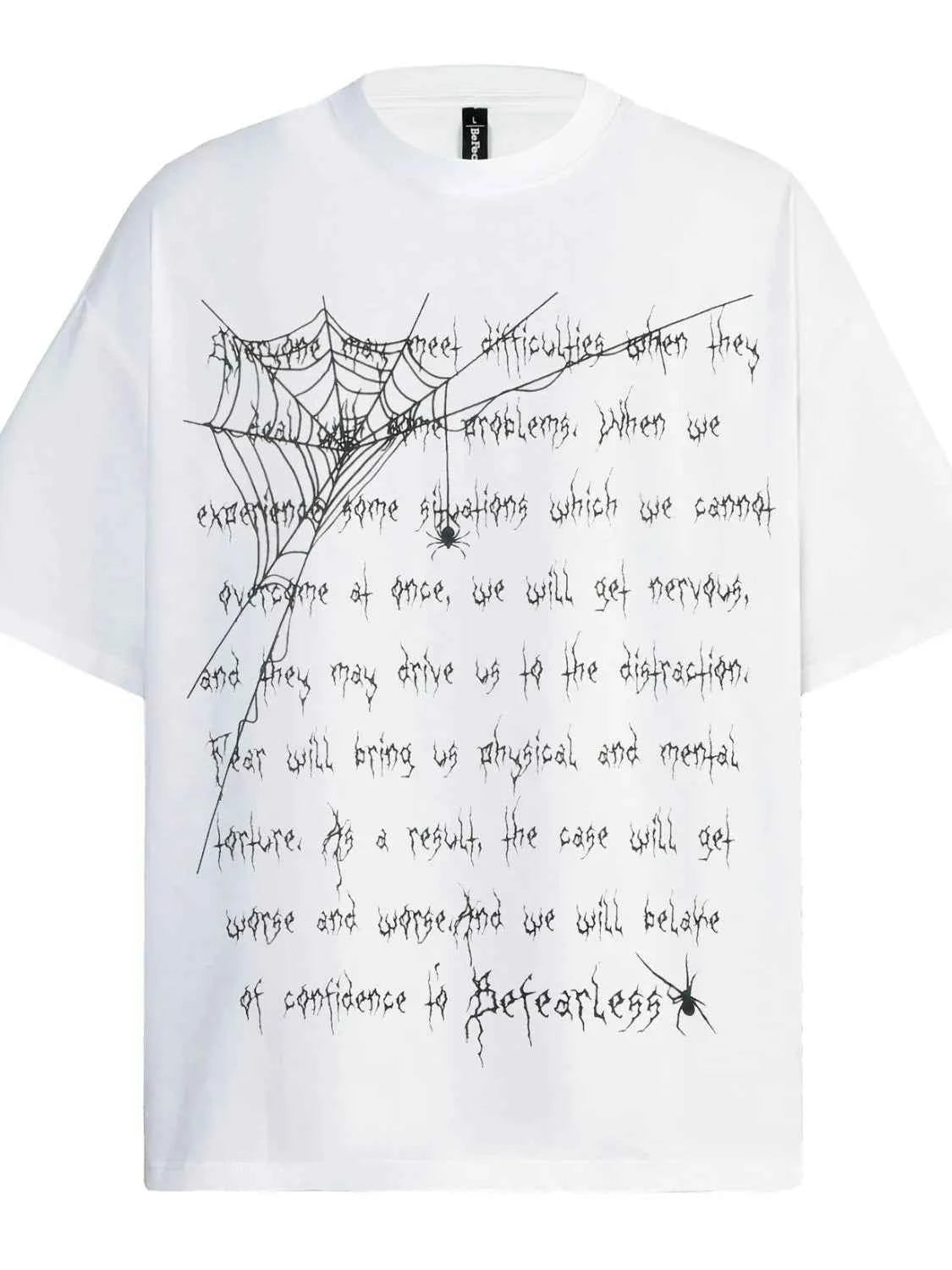 Men's Spider Web Letter Print Oversized T-Shirt White e6527846-204f-4ef5-aea0-f87cbad2e80d-Max-Origin