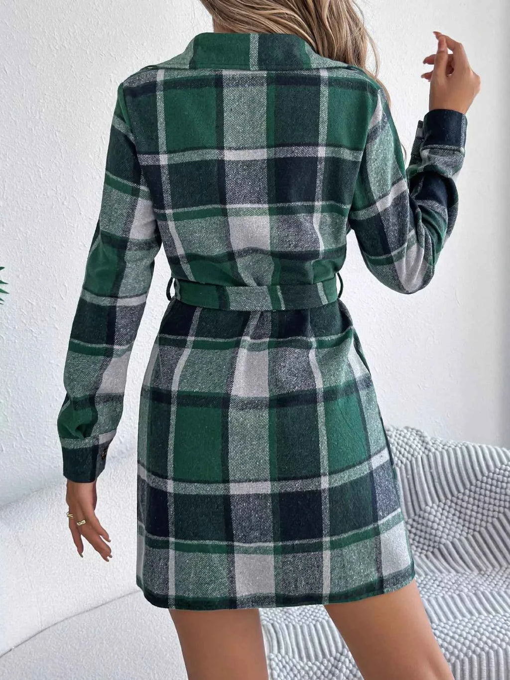 Plaid Button Front Tie Waist Shirt Dress e65f720695474840b58dc6fbb1cb191e-Max-Origin