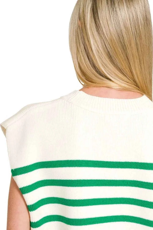 Oversized Crew Neck Stripe Sweater Vest e66119f8-3384-4407-8c17-7b702fffbc17-Max-Origin