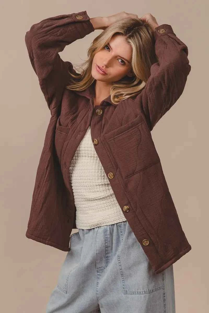 Quilted Wrinkle Gauze Long Sleeve Shacket e66bb97bd26043479fe6569c93c9d8e1-Max-Origin