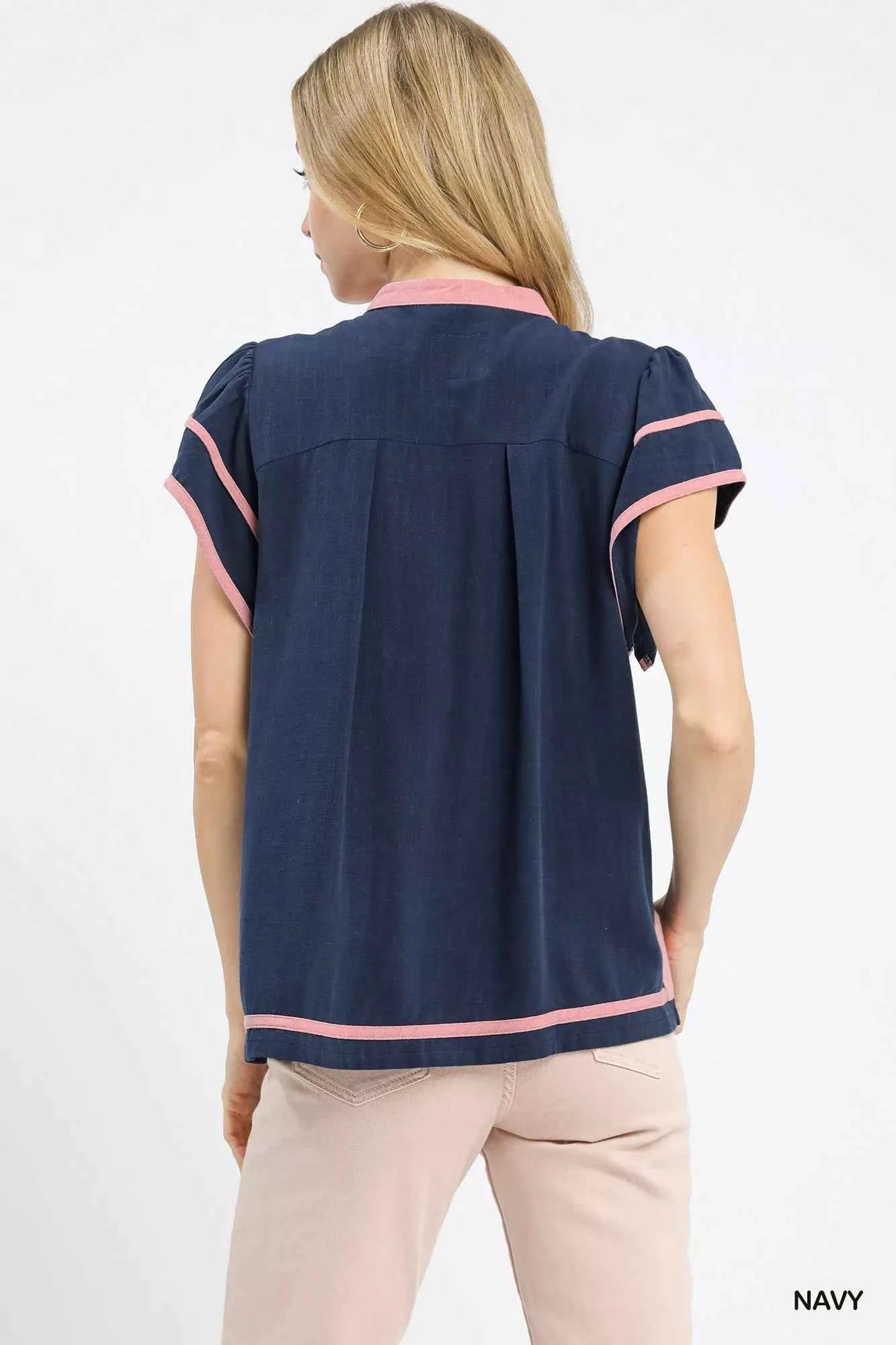 Linen Ruffle Sleeve Top e6742732-02ba-4169-b20e-a3be9d06da5a-Max-Origin