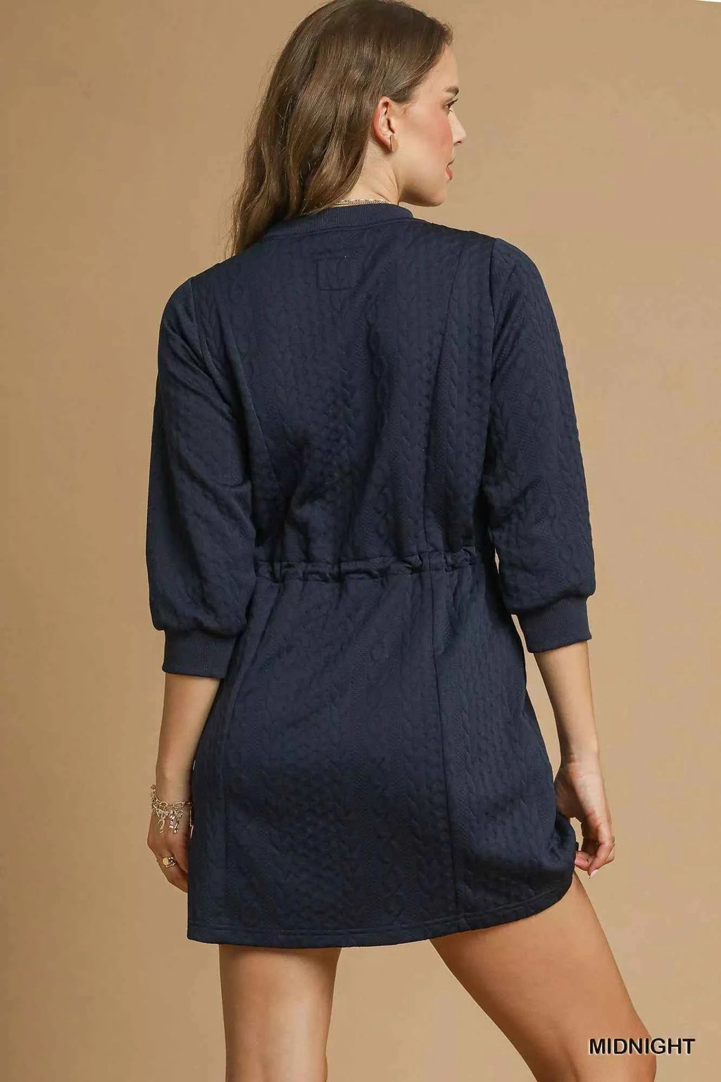 Umgee Drawstring Cable Knit Mini Dress with Pockets e675120c-3c1e-4b04-b721-f3a1a0c84cee-Max-Origin