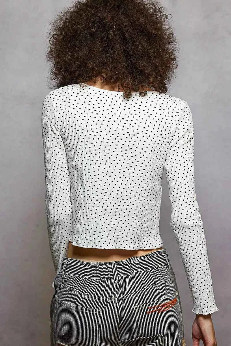 POL Button Down Polka Dot Ribbed Cardigan e680c14a-09cb-4fc1-87c2-28259258afe7-Max-Origin