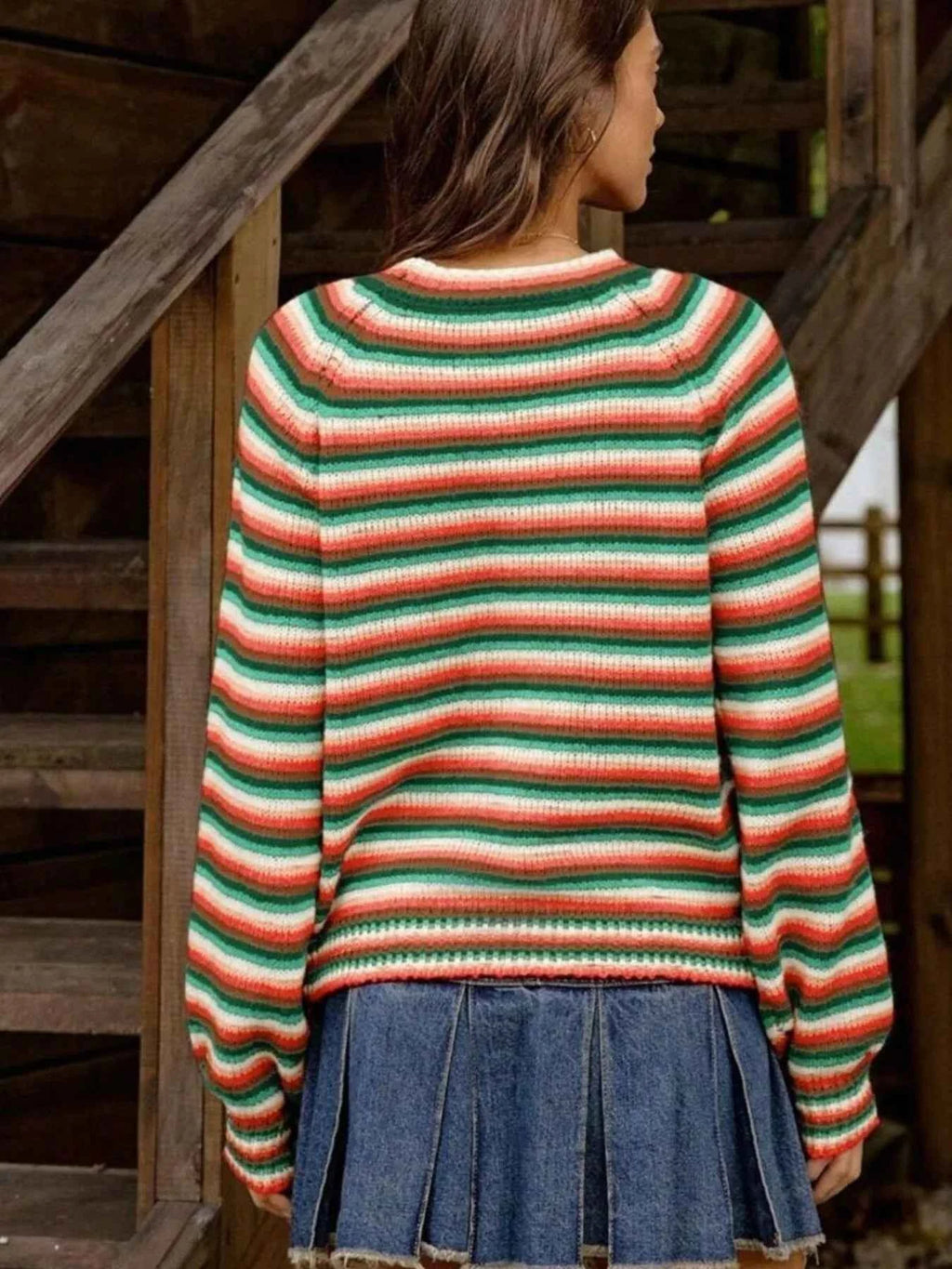 Rainbow Striped Pullover Sweater