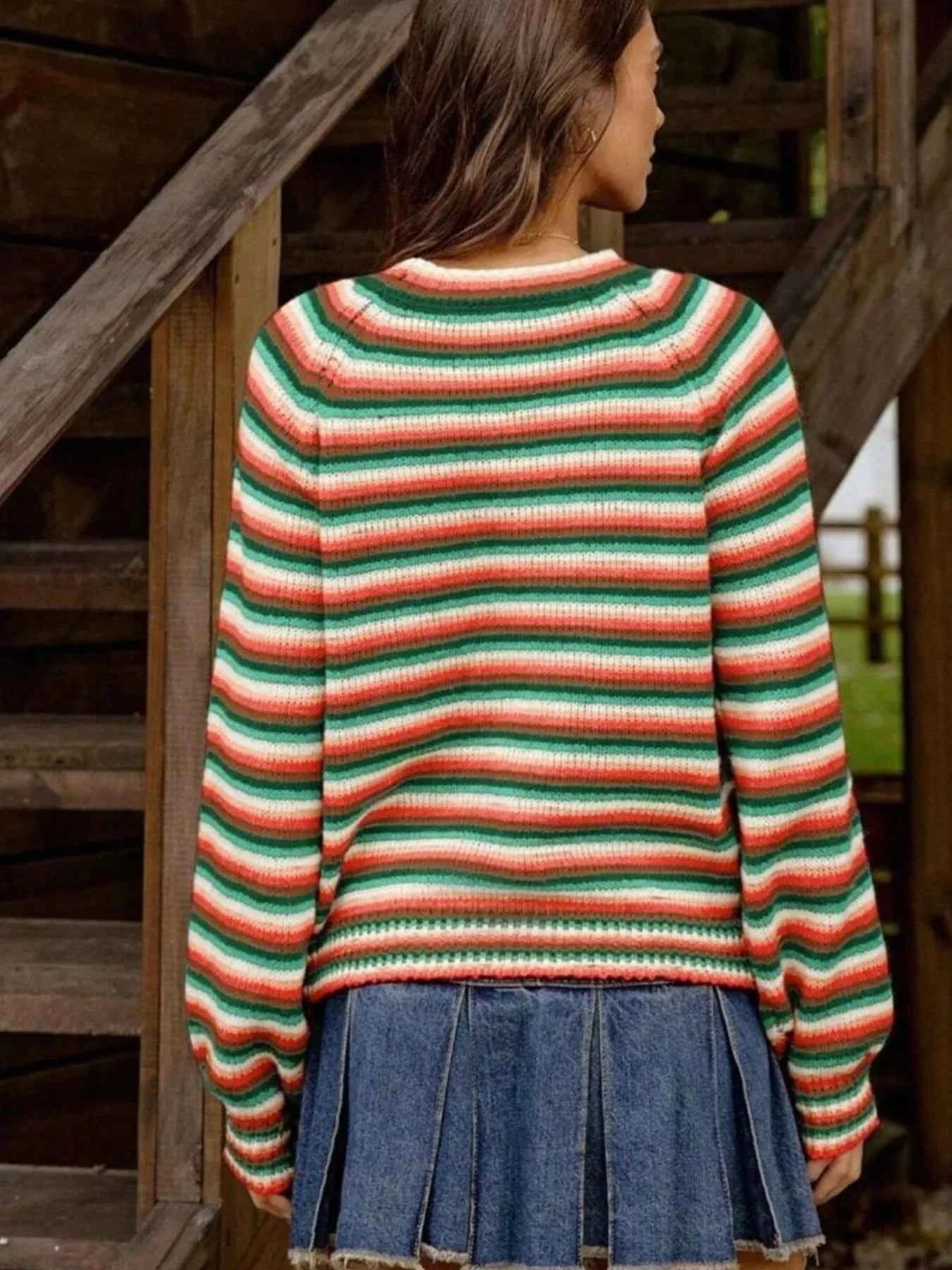 Rainbow Striped Pullover Sweater