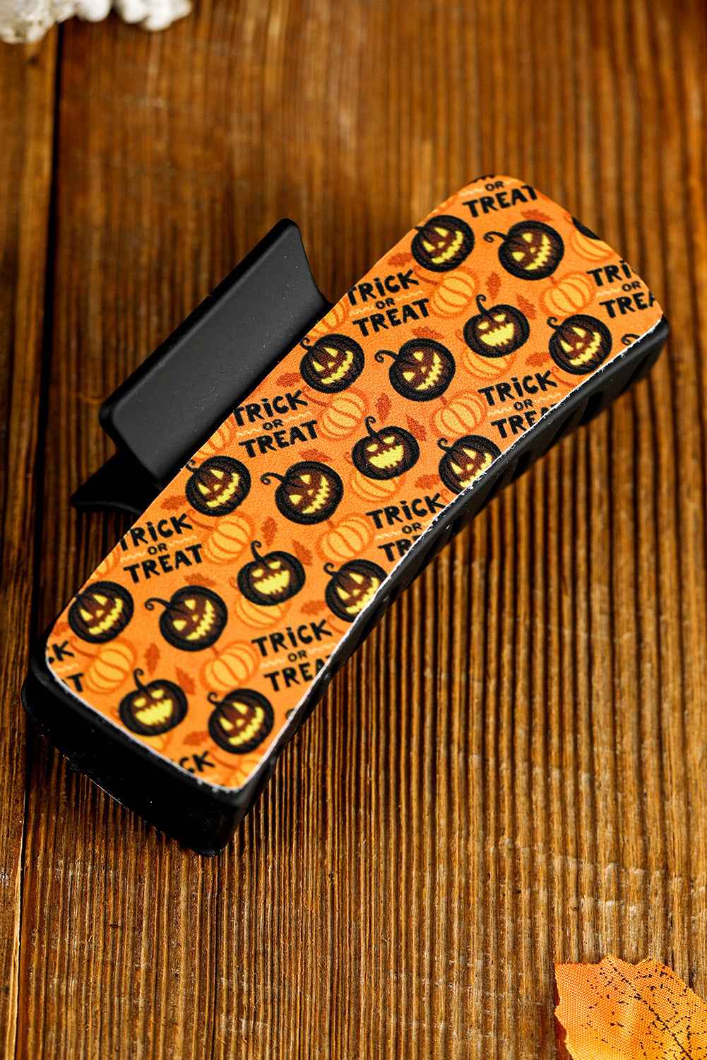 Orange Trick or Treat Halloween Print Hair Clip e6add75ca5674c19
