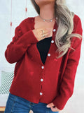 Ribbed Button-Front Knit Cardigan Red One Size e6cd308d4e0743dfb215d9f14b186f66-Max-Origin