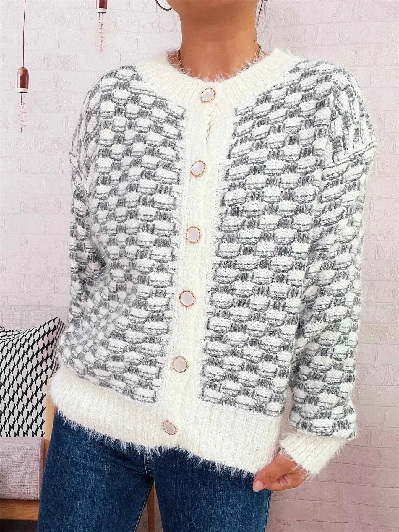 Fluffy Textured Button-Up Cardigan e6d0a8741e4d44c8b0c9ad9b0ece229e-Max-Origin