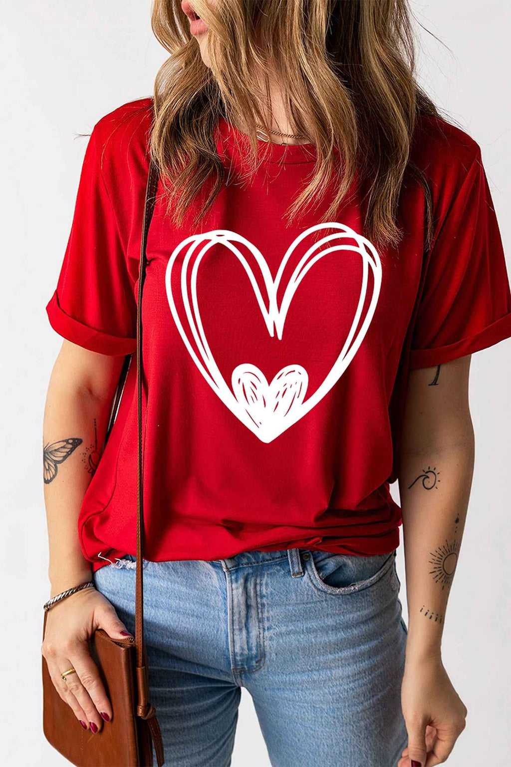 Red Hand Drawn Heart Valentines Day Fashion T Shirt e6d9bafd06838e58