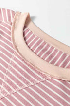 Stripe Patchwork Exposed Stitching Long Sleeve Top e6e417b0-aaea-4a27-afdc-9a7338ce2da3