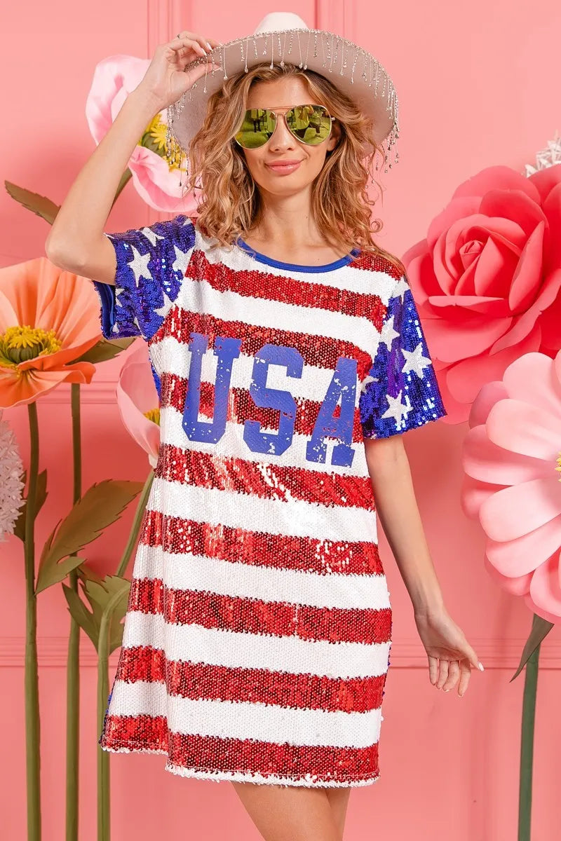 BiBi American Flag Theme Usa Print Sequin Dress e6ebcd9cc29444caac611c20bb4a3e65-Max-Origin