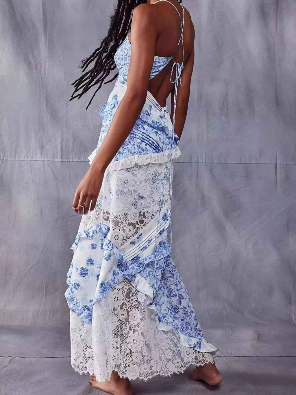 Lace Detail Ruffled Floral V-Neck Maxi Dress e6f48304-e721-453b-827d-c1dc243429b8-Max-Origin