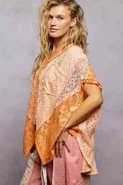 POL Asymmetrical V-Neck Short Sleeve Lace Top e701df49-e5c1-4ab5-a892-a1e6ce721df7-Max-Origin