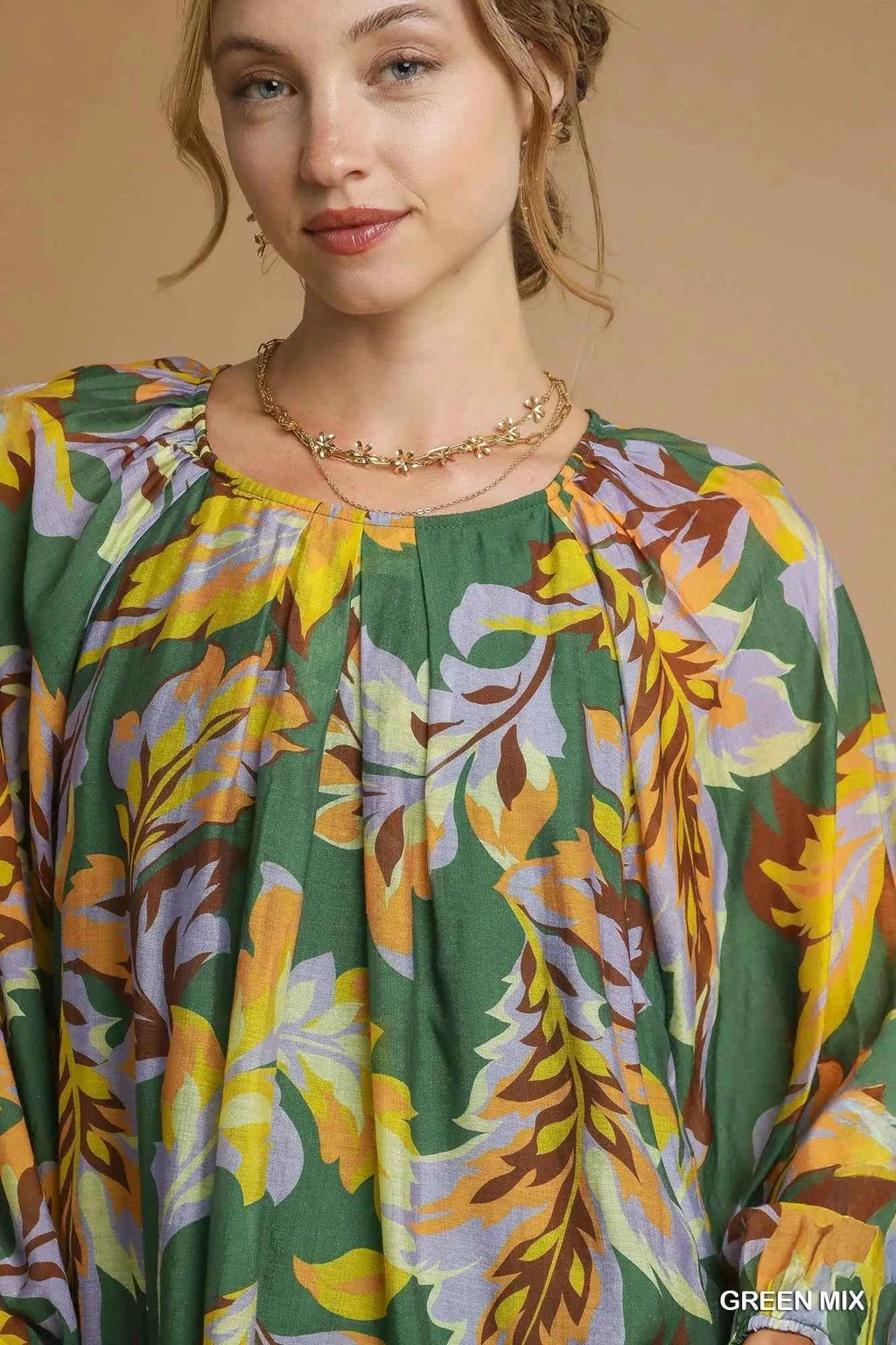 Umgee Mix Abstract Print Balloon Sleeve Blouse e7036cc0-48a2-48db-954f-2272fabb98d5-Max-Origin