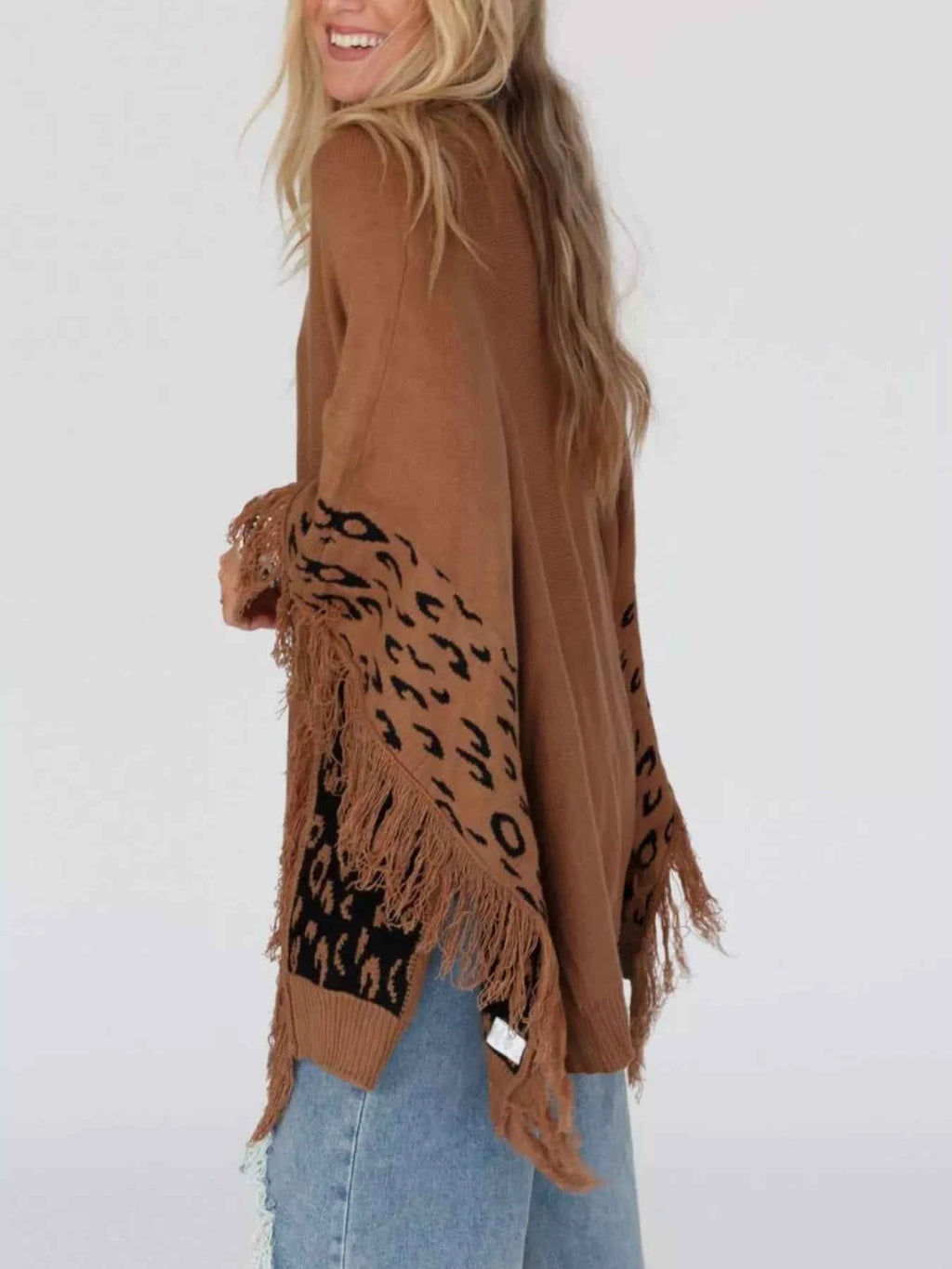 Fringe Leopard Mock Neck Batwing Sleeve Knit Top e719728d-04e2-4ac4-86b6-7d8b66785105-Max-Origin