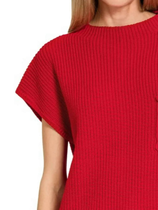 Mock Neck Short Sleeve Sweater e7267d90-1fa1-4300-8db1-fc8779ad0a26-Max-Origin