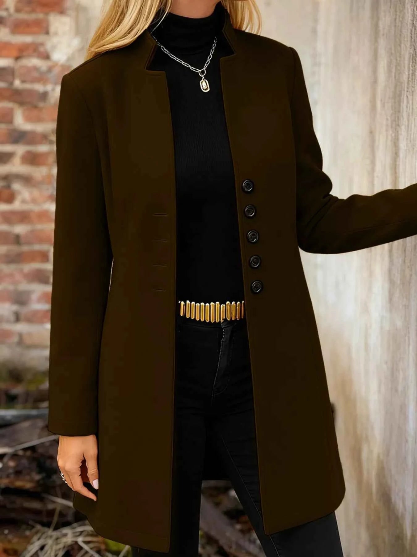 Button-Down Longline Outerwear Chocolate e72eb4de-57e6-4ea6-96fa-f263171b087e-Max-Origin