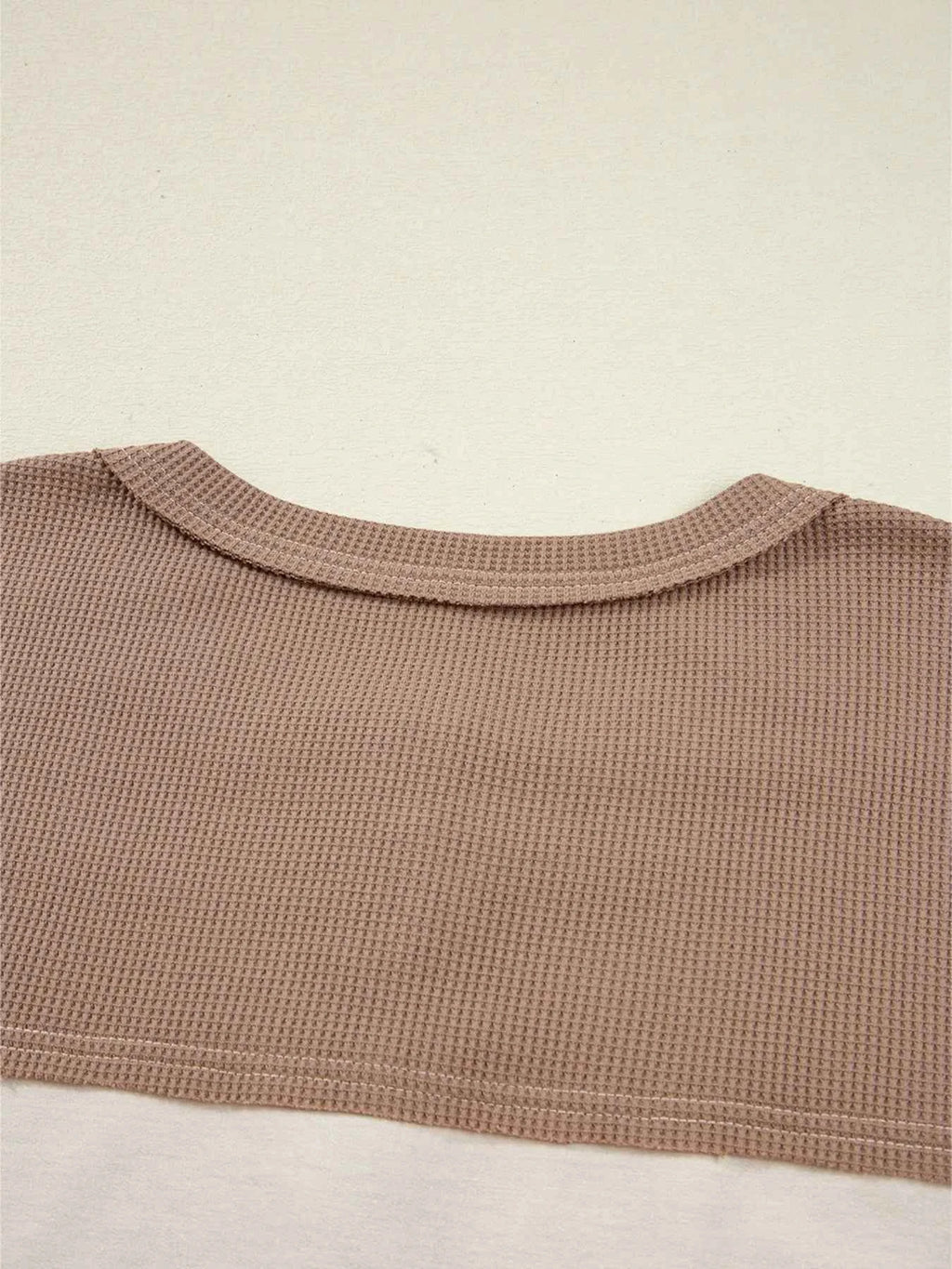 Color Block Waffled Loose Henley Top e7395339565645cfbba95006416a47af-Max-Origin
