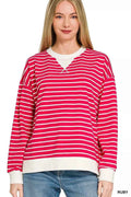 Zenana Contrast Striped Round Neck Sweatshirt RUBY e742ba7930f04cbcb8531ecdc2bfaf51-Max-Origin