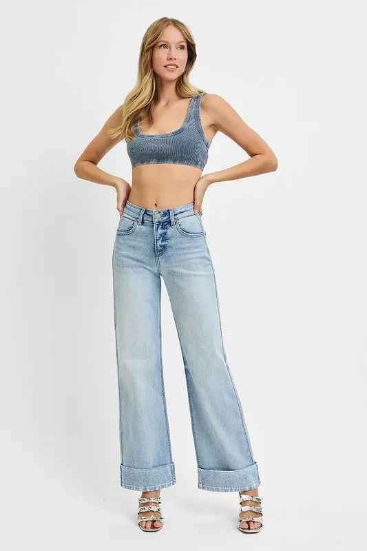 RISEN Full Size Tummy Control High Rise Ankle Wide Cuffed Jeans Plus Size e74e12bd-041d-4b40-8ec3-17f861d84a37-Max-Origin