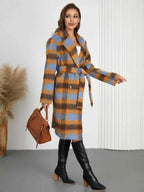 Tied Plaid Collared Neck Coat e7515a90-cacf-462d-89bc-5f638d2ace9d-Max