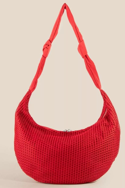 Fame Textured Mesh Knot Shoulder Bag RD One Size e752729b-dd89-4103-b90b-9f80e0a5000d-Max-Origin