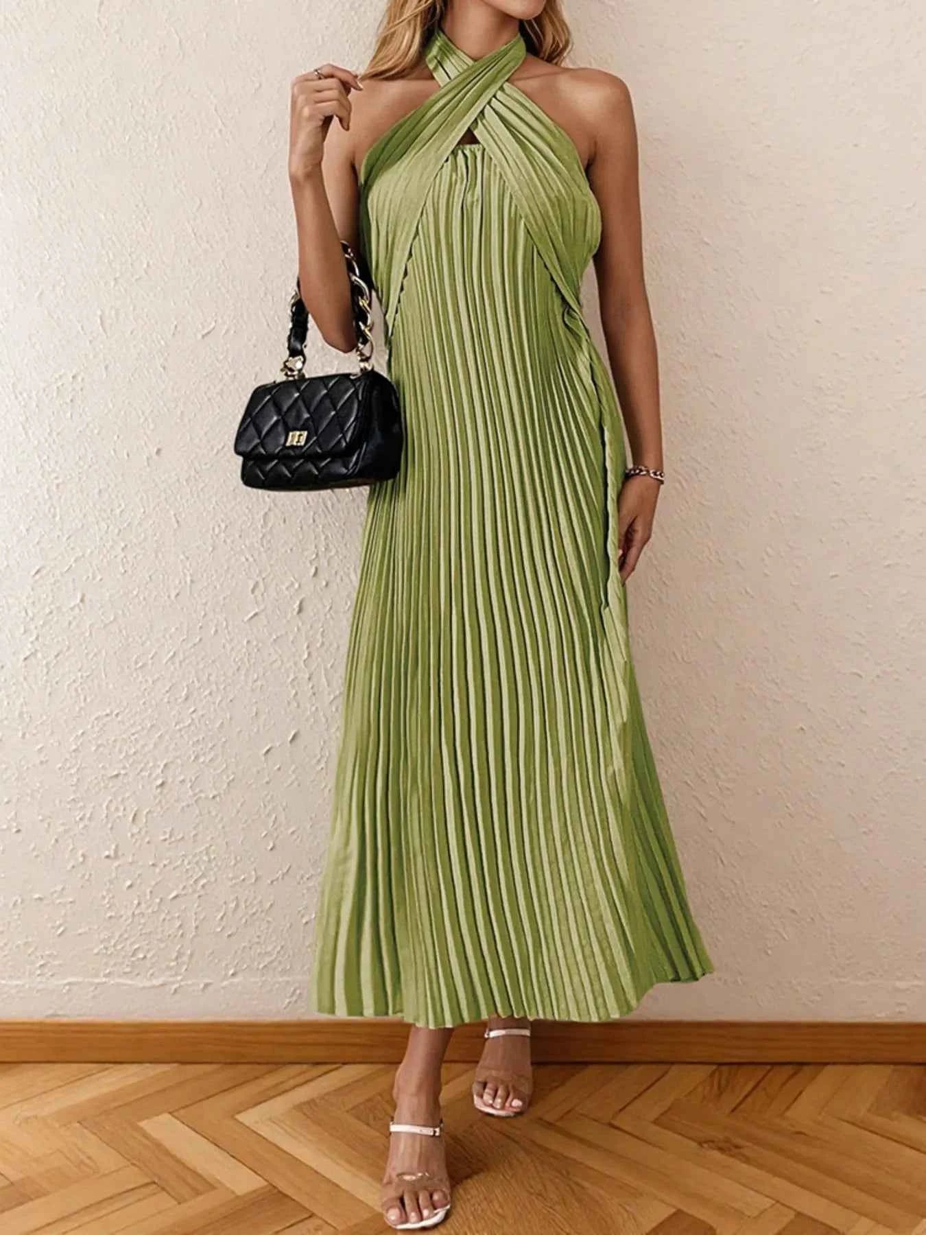 Pleated Halter Neck Midi Dress e75ed55363364cbaa1a3a3083f546d50-Max-Origin