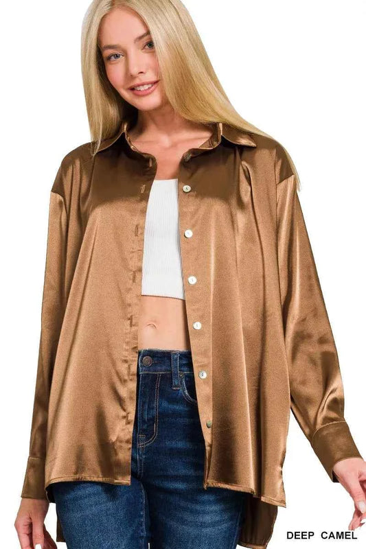 Zenana Satin Button Down Long Sleeve Shirt e762cffb9616452a91606d8992473861-Max-Origin