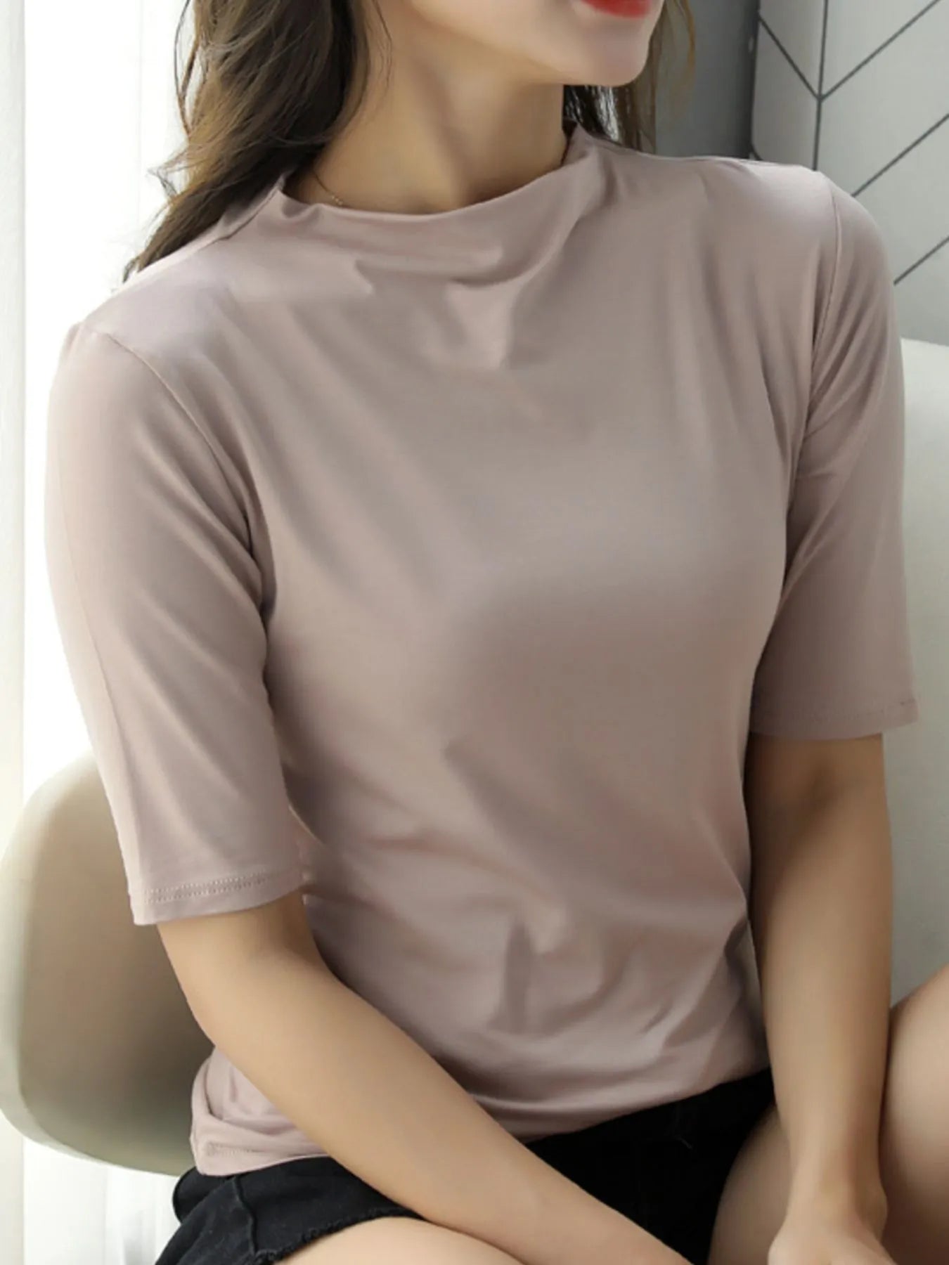 Solid Color Short Sleeve T-Shirt e77199b5-740d-418f-8108-ca2563485a79-Max-Origin