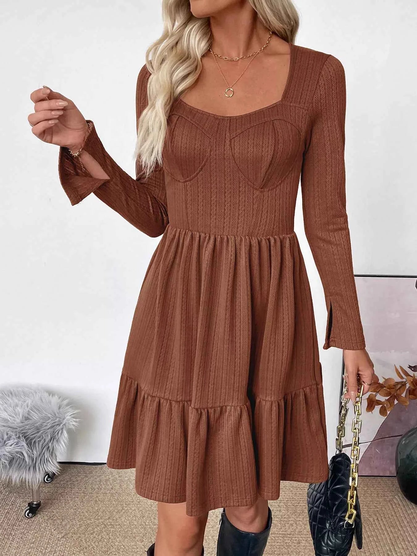 Ruffled Hem Long Sleeve Knit Dress e78255c3f8544b0dbb2c15a79231a0e7-Max-Origin