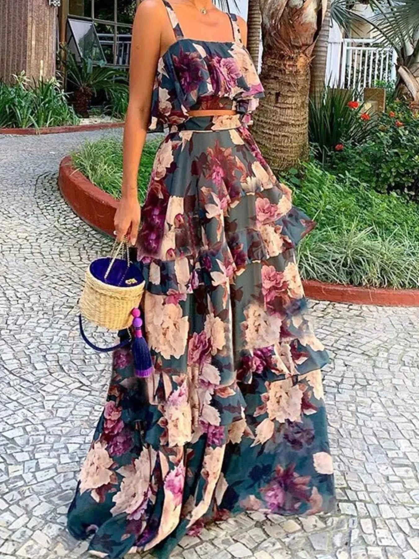 Full Size Floral Cami and Layered Skirt Set Plus Size Multicolor e7895976-24fe-42cc-b3ad-147f5de26100-Max-Origin