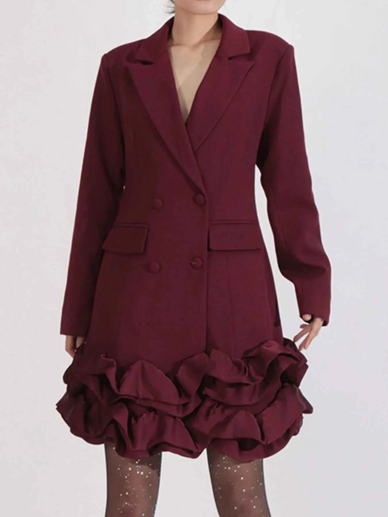 Ruffle Hem Double-Breasted Blazer Dress e795e08a-3302-4a5e-ab2c-aea80684e0e6-Max-Origin