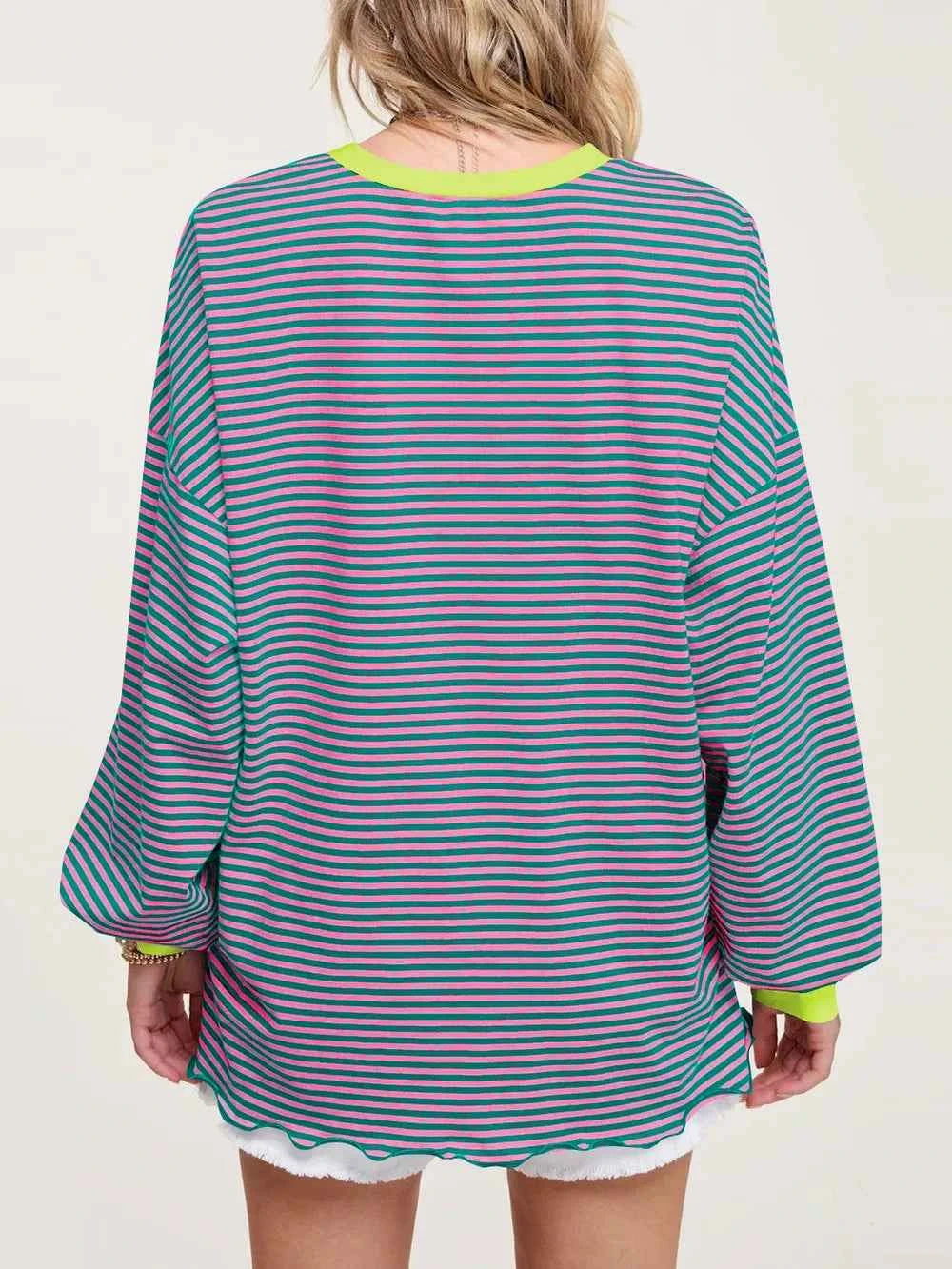 Contrast Striped Long Sleeve Sweatshirt e79c6c43-ae1e-48e0-81c5-670c42035a81-Max