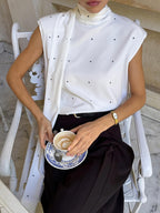 Polka Dot High Neck Tank White e79e7a3a7fe54995829e91691503d161-Max