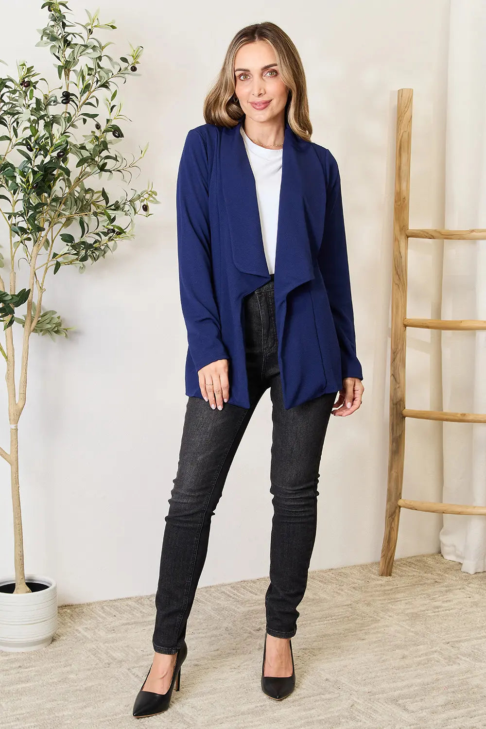 Heimish Full Size Statement Neck Open Front Blazer e7a63a654bd84c4a9e2288503fb257ca-Max