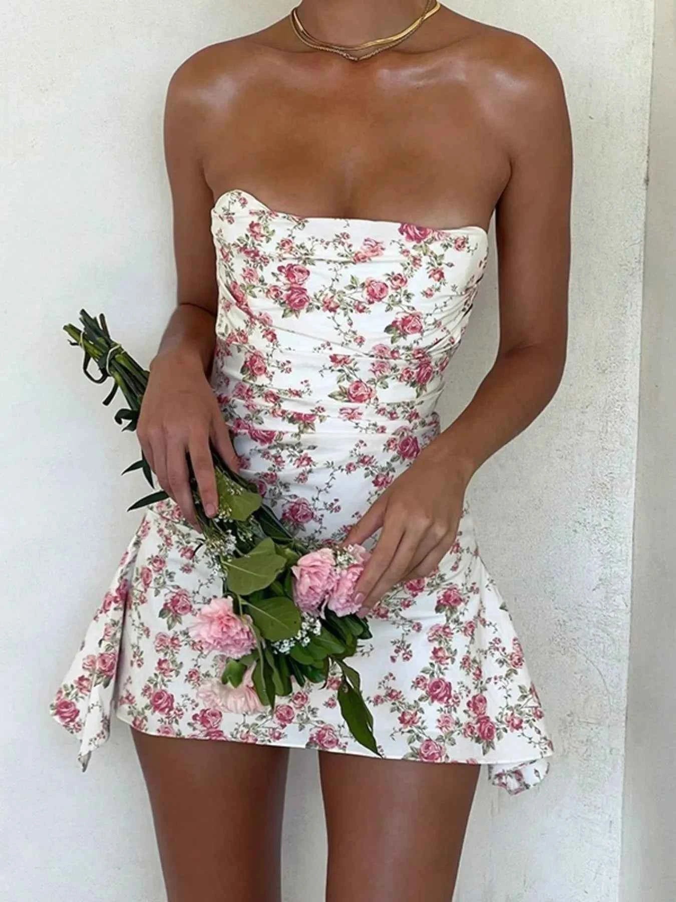 Floral Print Strapless Mini Dress e7b15bcf-ba2c-4bfc-ace4-74926432e303-Max-Origin