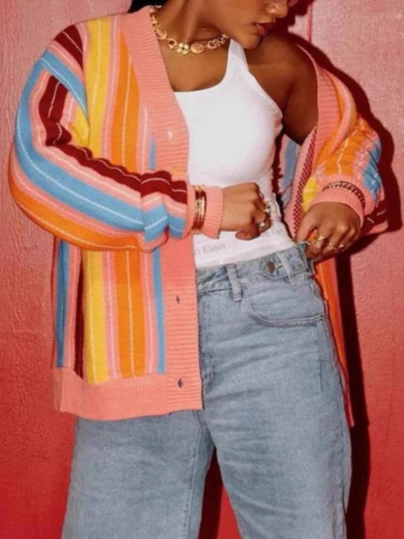 Striped Knit Button Up Cardigan e7b712b4-a1e5-42ce-a674-5bd762d580c5-Max-Origin